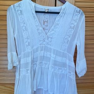 Spell and the gypsy collective white sheer three-quarter length sleeve top